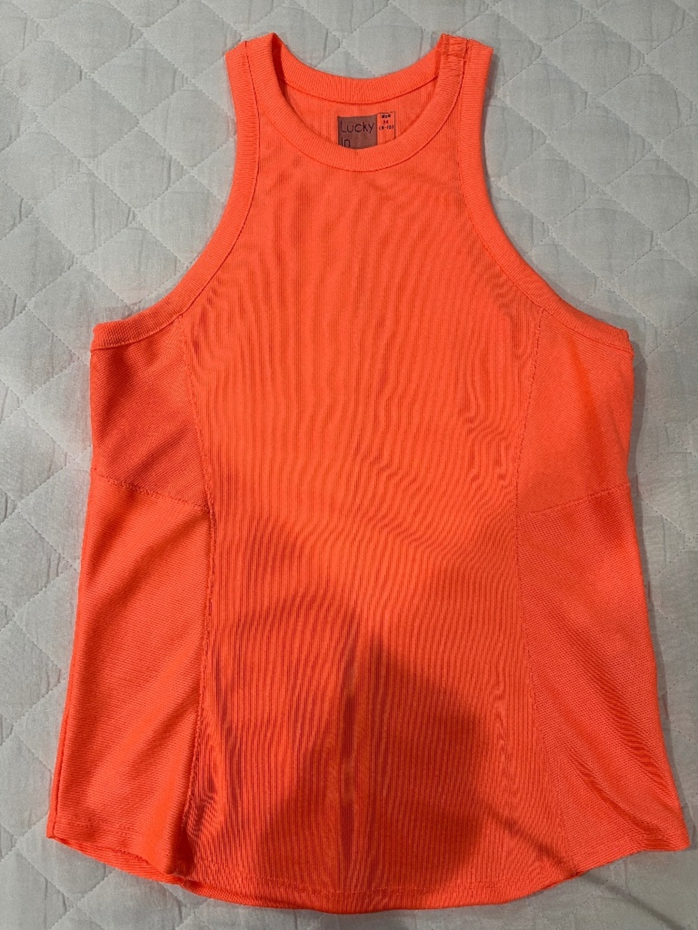 Lucky in Love neon orange tennis top